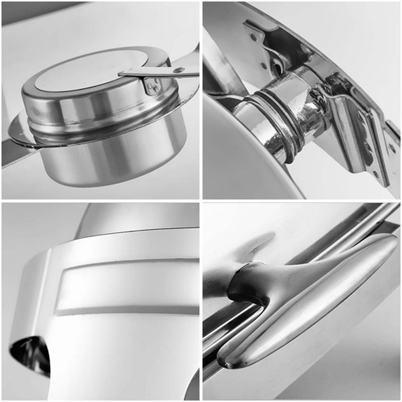 2X 6L Stainless Steel Round Food Warmer Glass Roll Top Chafer Dish Set
