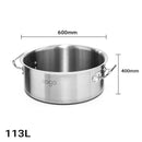 113L Stainless Steel Stockpot Thick Bottom Commercial Grade High Volume Cooking