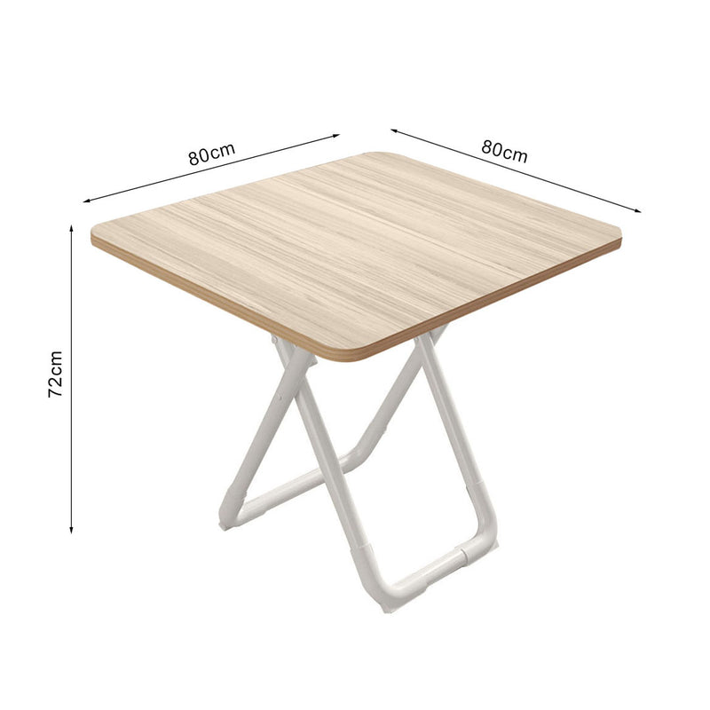Light Wood 80cm Square Table White Legs Modern Home Office Decor Versatile