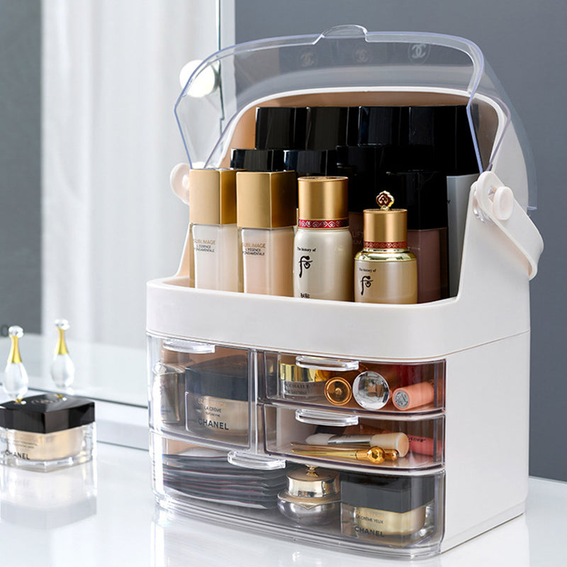 2X 3 Tier White Makeup Cosmetic Storage Organizer ABS Holder with Handle