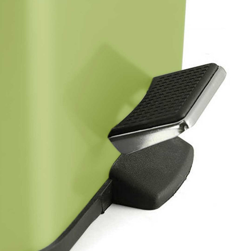2X 12L Stainless Steel Foot Pedal Trash Bin Square Green Hands Free Recycling