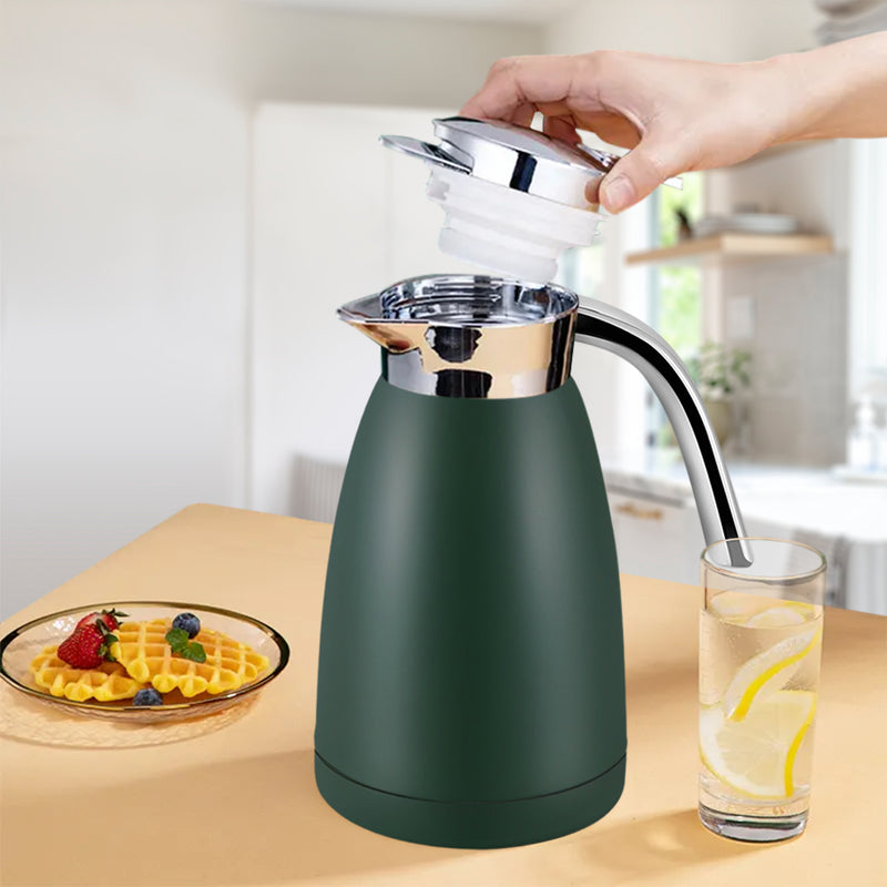 Insulated Vacuum Flask 2.2L 18/10 Stainless Steel Green Spill Proof Lid