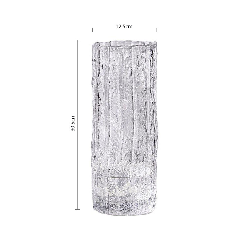 Hand Blown Clear Glass Vase 30.5cm Tall Slim Vintage Pink Hue