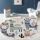 120cm Round Alpaca Cactus Pattern Non-Slip Area Rug Polyester Multicolor