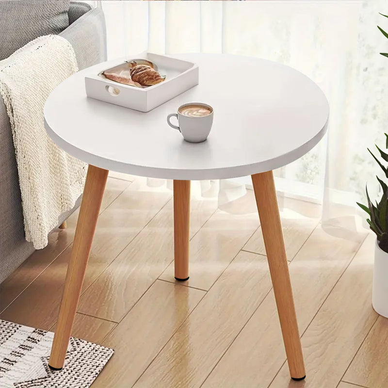 White 60x60cm Small Side Coffee Table Walnut Wood Modern Living Room Decor