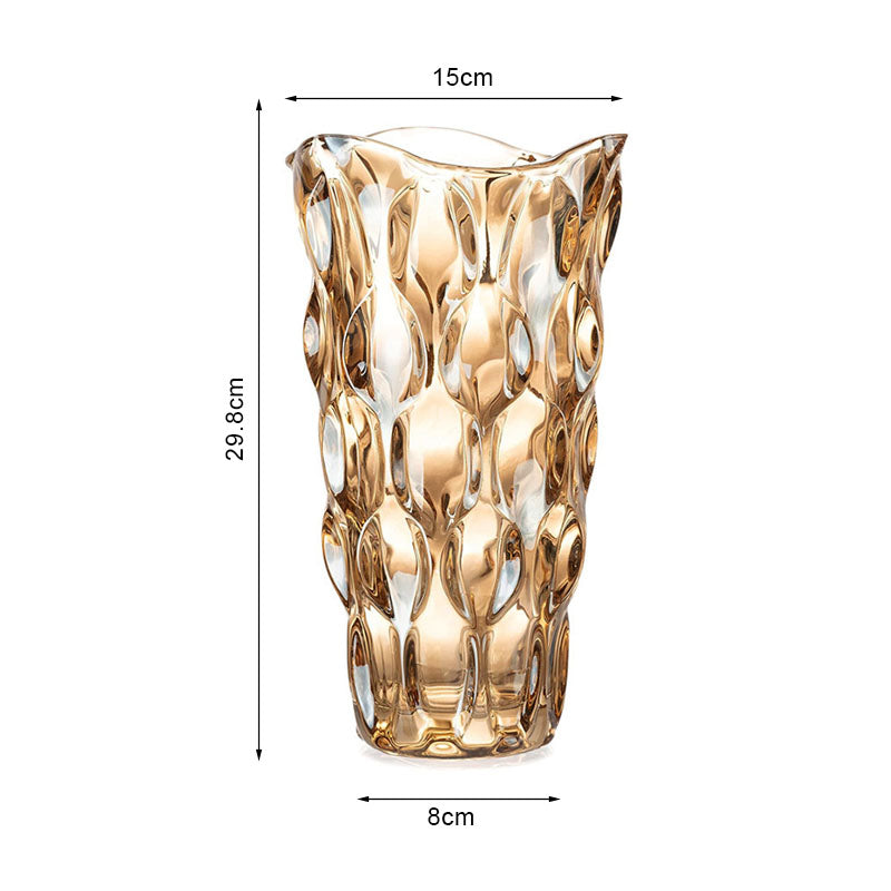 29.8cm Golden Amber Glass Crystal Vase Thick Durable Modern Home Decor