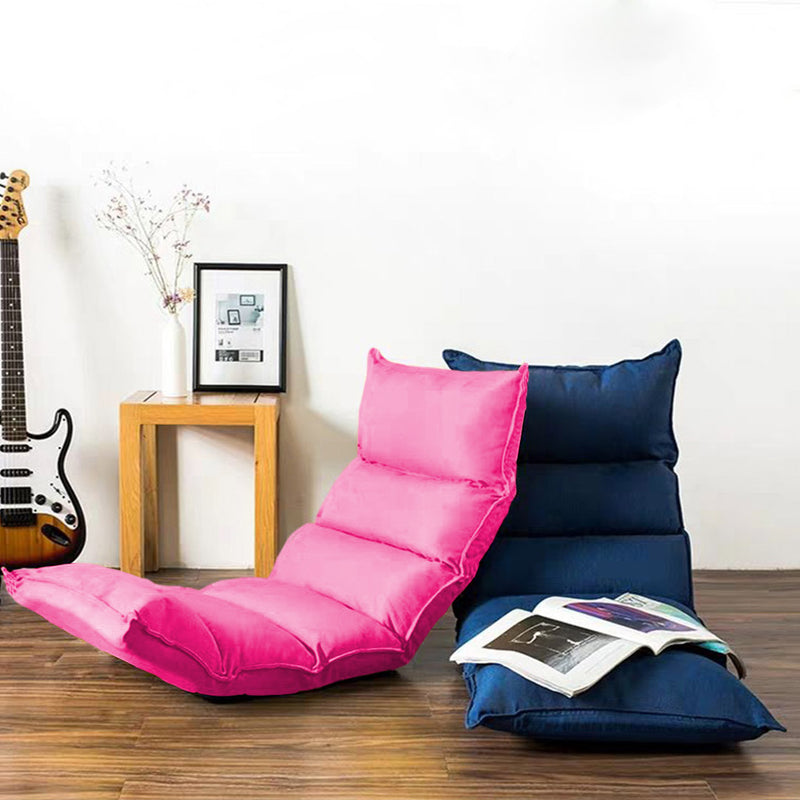 Foldable Tatami Floor Chair Suede 130X53X13cm 5 Position Recliner Pink