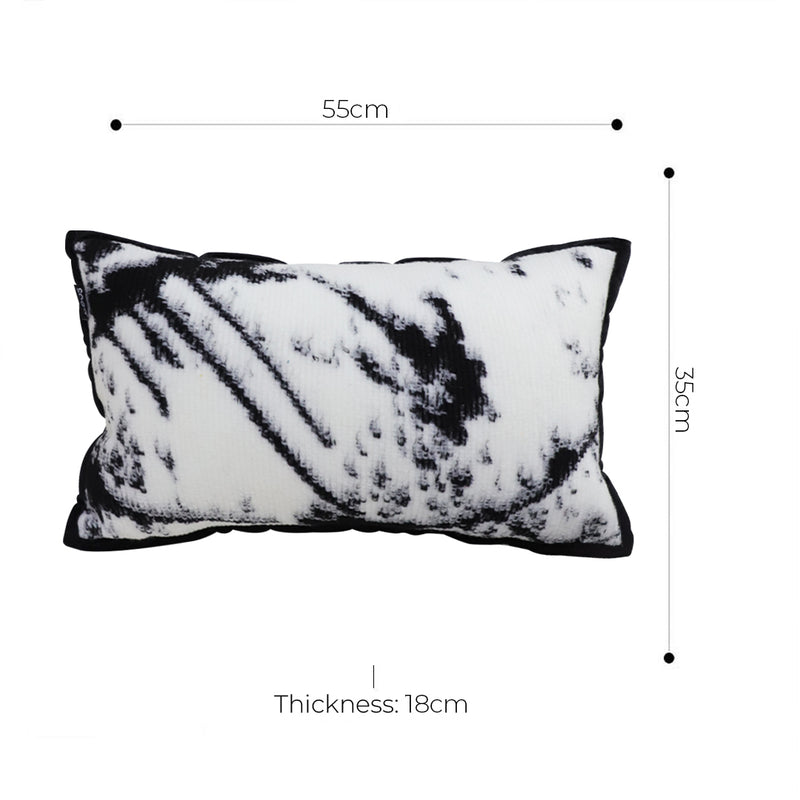 Throw Pillow 35x55x18cm Polyester Cotton Blend Thick Black And White Leopard