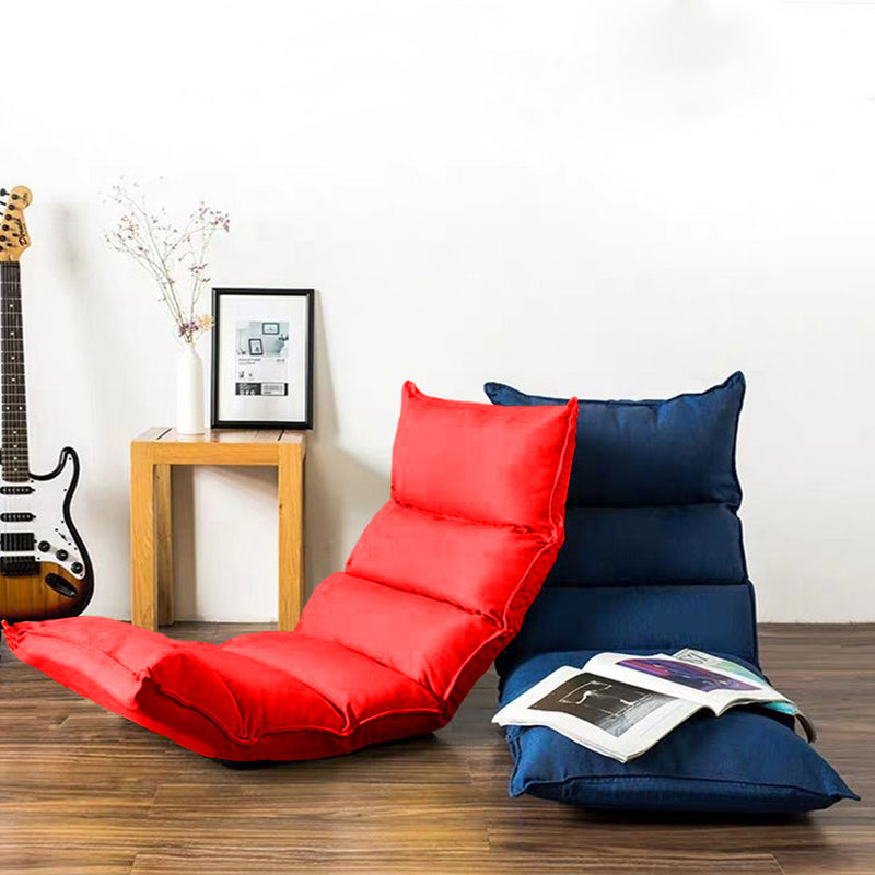 Foldable Suede Tatami Floor Sofa Bed Recliner Chair Adjustable Angles Red