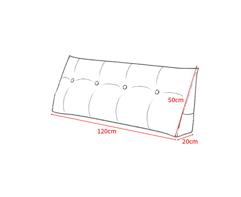 120cm Silver Triangular Wedge Bed Pillow Headboard Backrest with Pocket