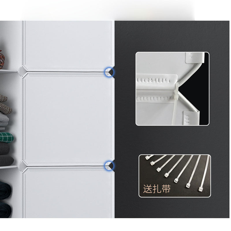 10 Cubes Portable Wardrobe Modular Plastic 110x37x146cm White With Doors