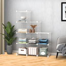 White Portable 9-Cube Foldable Storage Organizer Iron Mesh Space Saving Shelf