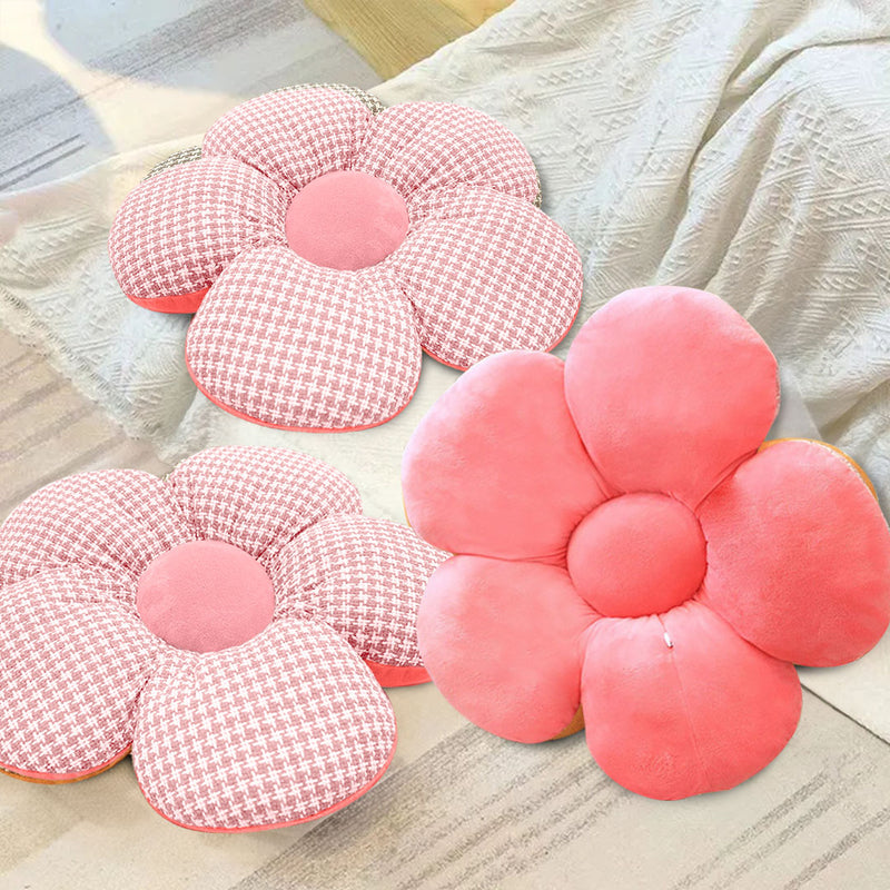 2X Flower Shaped Seat Cushion PP Cotton 45cm Pink Ergonomic Washable Nonslip