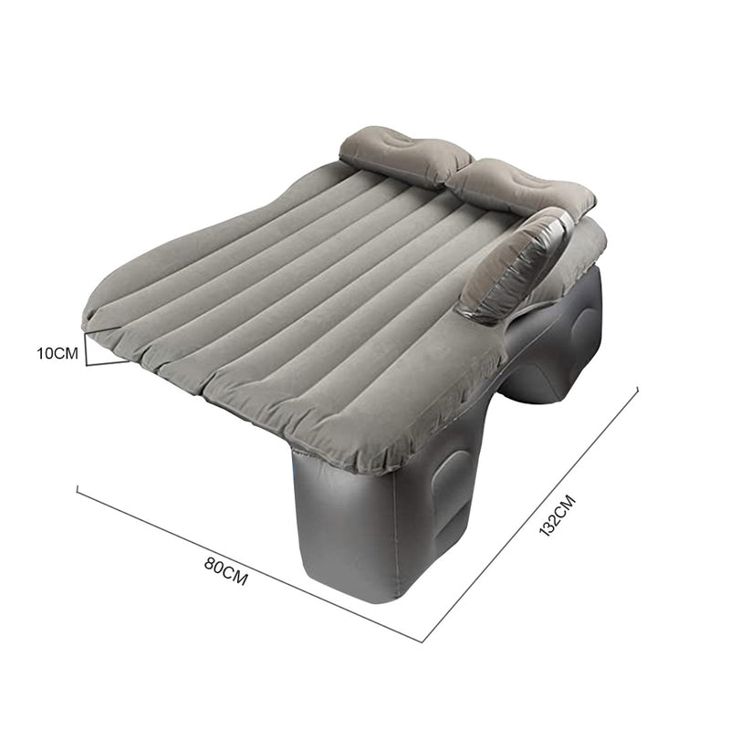 Grey Stripe Inflatable Car Mattress Portable Camping Air Bed 132x80cm Pillow