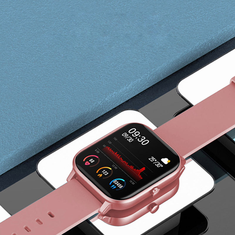 Waterproof Fitness Smart Watch 1.4 Inch Screen Heart Rate Monitor Pink P8