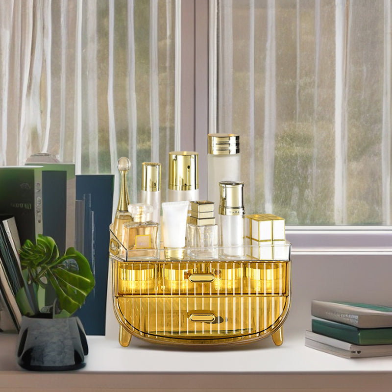 2X Golden Yellow 3 Tier Cosmetic Skincare Jewelry Storage Organizer Dustproof