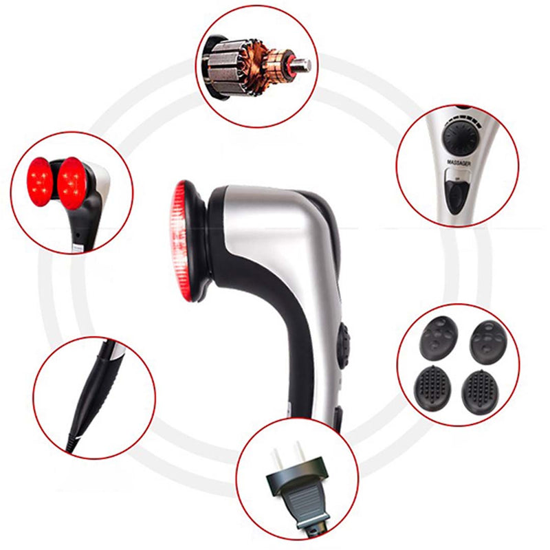 2X Deluxe Handheld Percussion Body Massager Soothing Heat 2 Attachment Sets