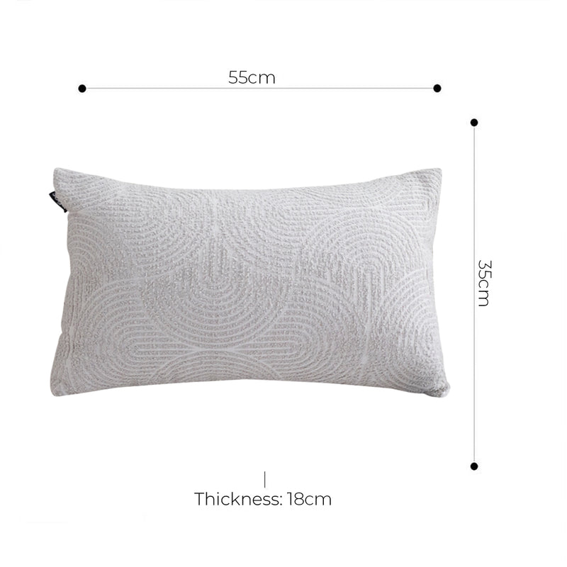 2X Throw Pillow Polyester Cotton 35x55x18cm Lumbar Embroidered Off White