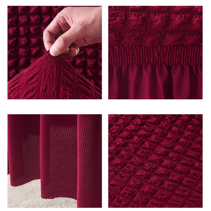 Stretch Polyester Chair Cover Ruffle Skirt Burgundy Fits Back 45 To 60 Cm
