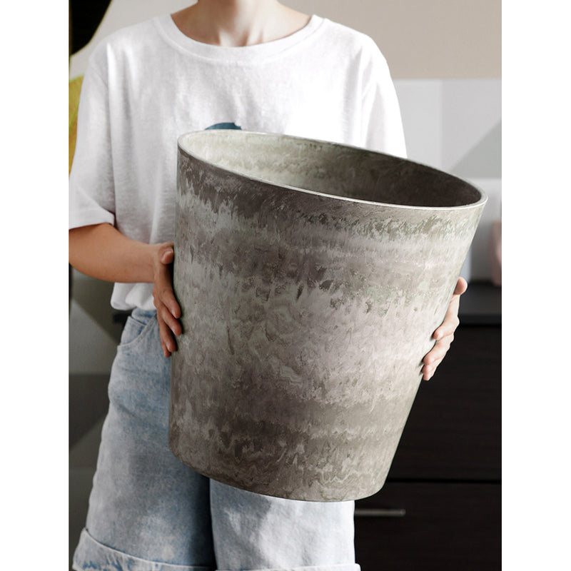 2X 32cm Rock Grey Pp Resin Tapered Planter Concrete Look No Drainage Hole Indoor