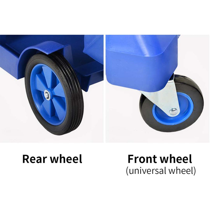 2X 3 Tier Blue Plastic Janitor Cart With Bag Waterproof Easy to Clean and Move