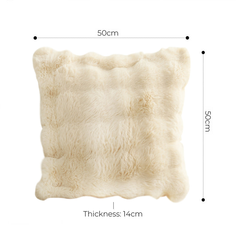 2X 50cm Square Polyester Throw Pillows Light Camel Rabbit Design Plush