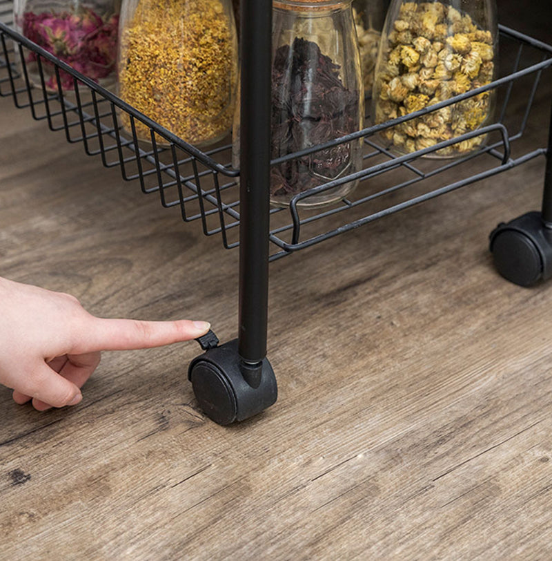 2X 5 Tier Steel Mesh Kitchen Cart With Wheels Black 44x27x105cm 10kg Per Shelf