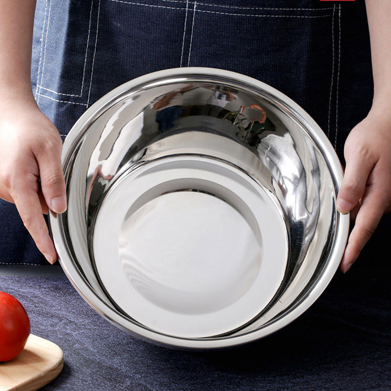 2X 3Pcs Stainless Steel Mixing Bowls Stackable Polished 30cm 28cm 26cm Silver