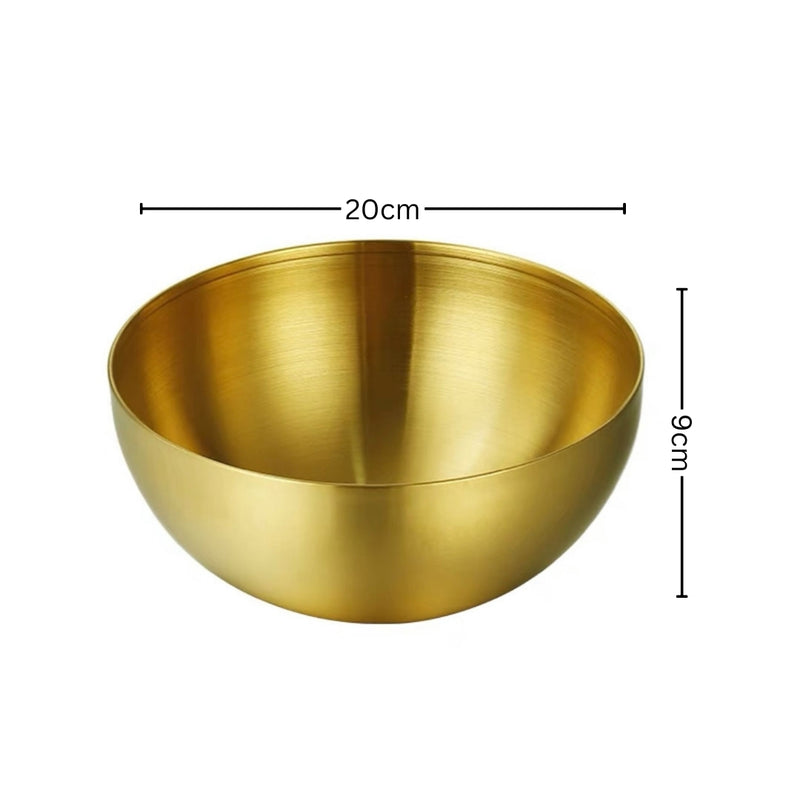 Gold 20cm Stainless Steel Salad Bowl Model 201 Durable Elegant Kitchen Essential