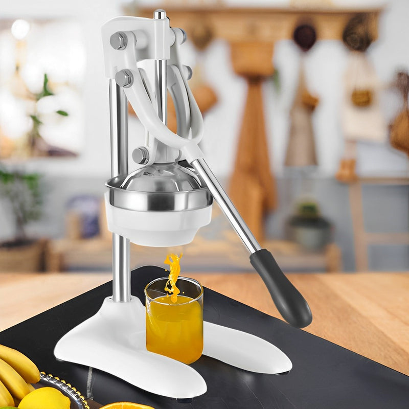 2X Manual Hand Press Citrus Juicer 304 Stainless Steel Aluminum Body 48cm White