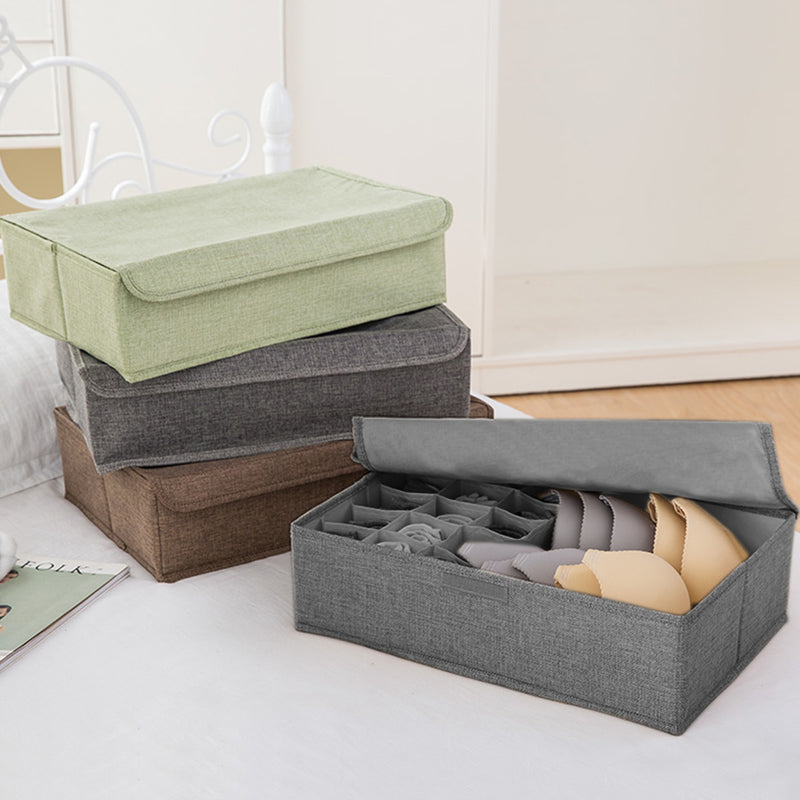 2X Grey Foldable Flip Top Underwear Storage Box Polypropylene 44x29x13cm