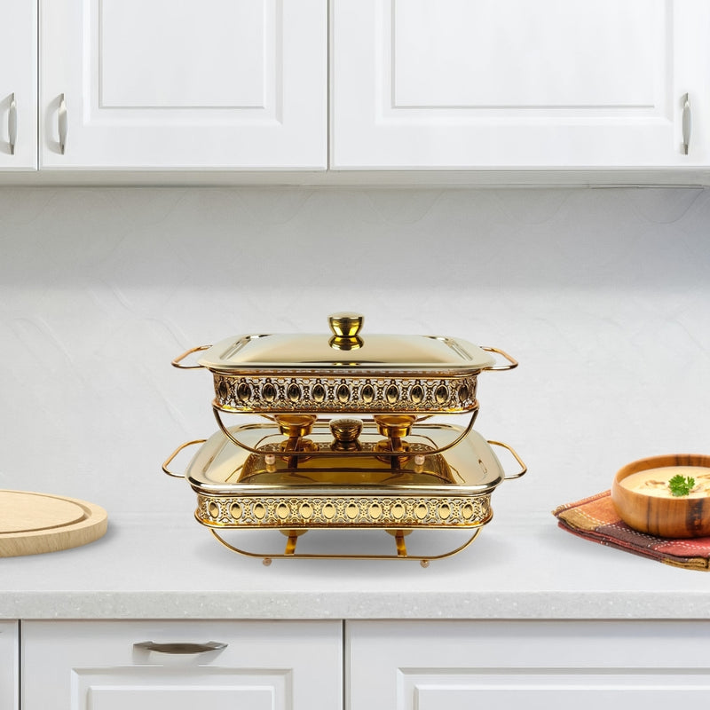 1.5L Lace Dining Stove Glass Pot Iron Frame Stainless Steel Lid Gold