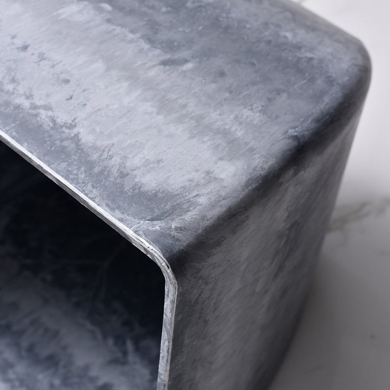27cm Weathered Grey Square Resin Tapered Planter Concrete Look Cachepot Indoor