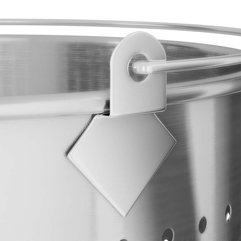 2X 12L 25cm 18/10 Stainless Steel Perforated Stockpot Insert Basket Handle
