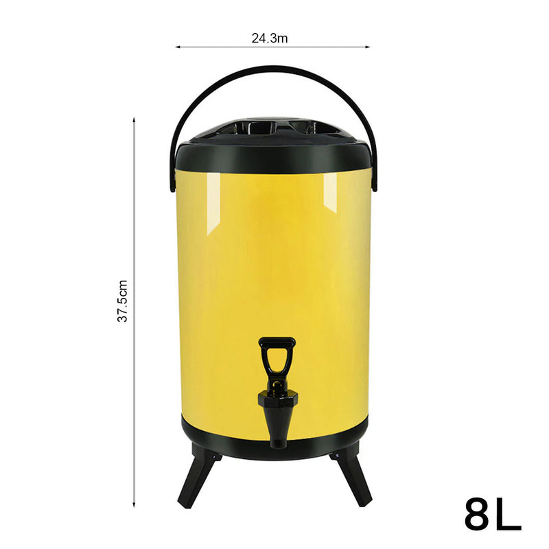2X 8L Stainless Steel Insulated Beverage Dispenser With Faucet Yellow