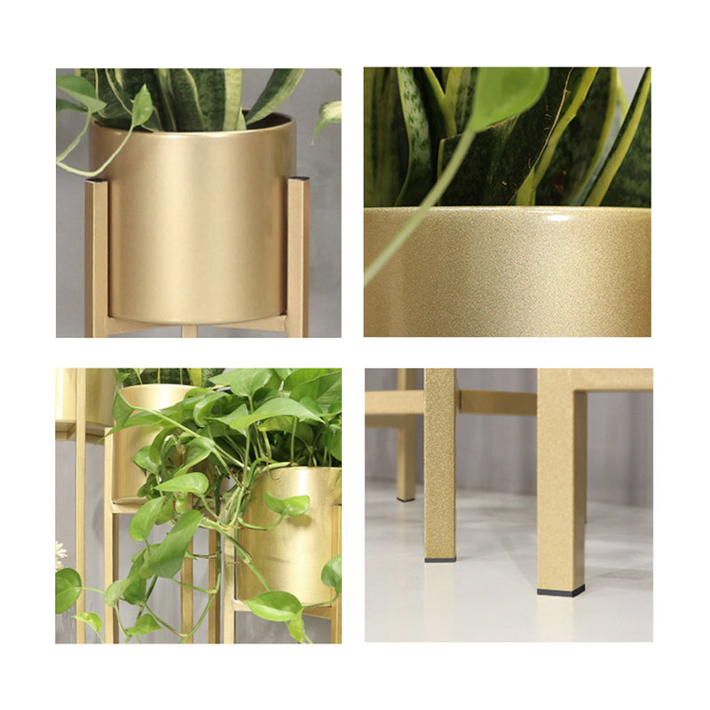 Metal Plant Stand Gold 30CM With 20cm Enamel Pot Corner Slim Indoor