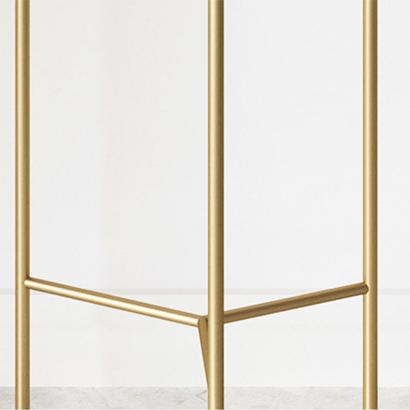 2 Layer Gold Metal Plant Stand 60cm With Pink Pot Holder Indoor Shelving Rack