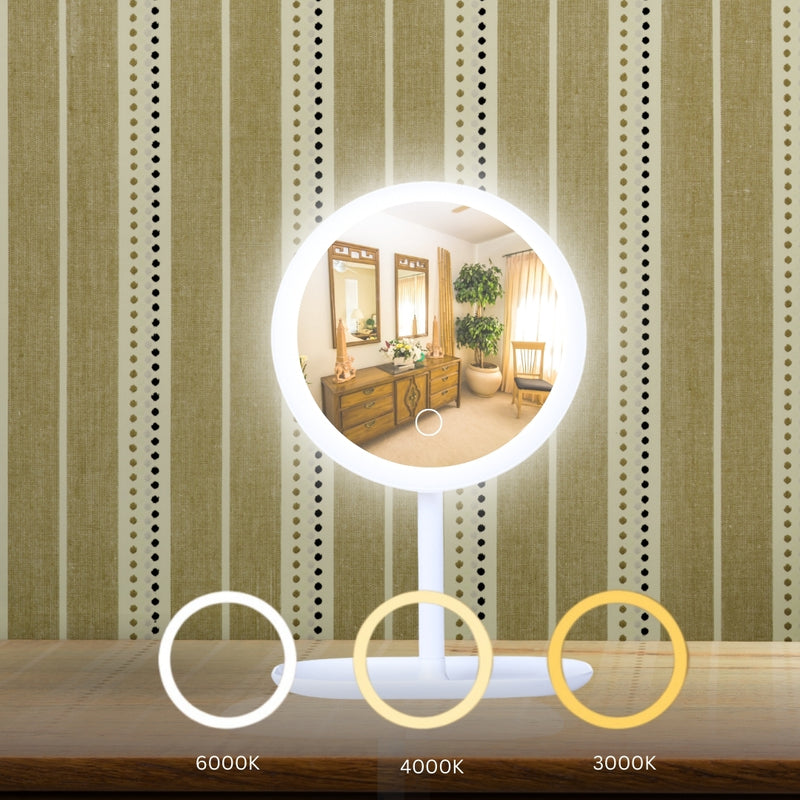 2X 26cm White Round Led Vanity Mirror Tricolor Dimming 360 Rotation
