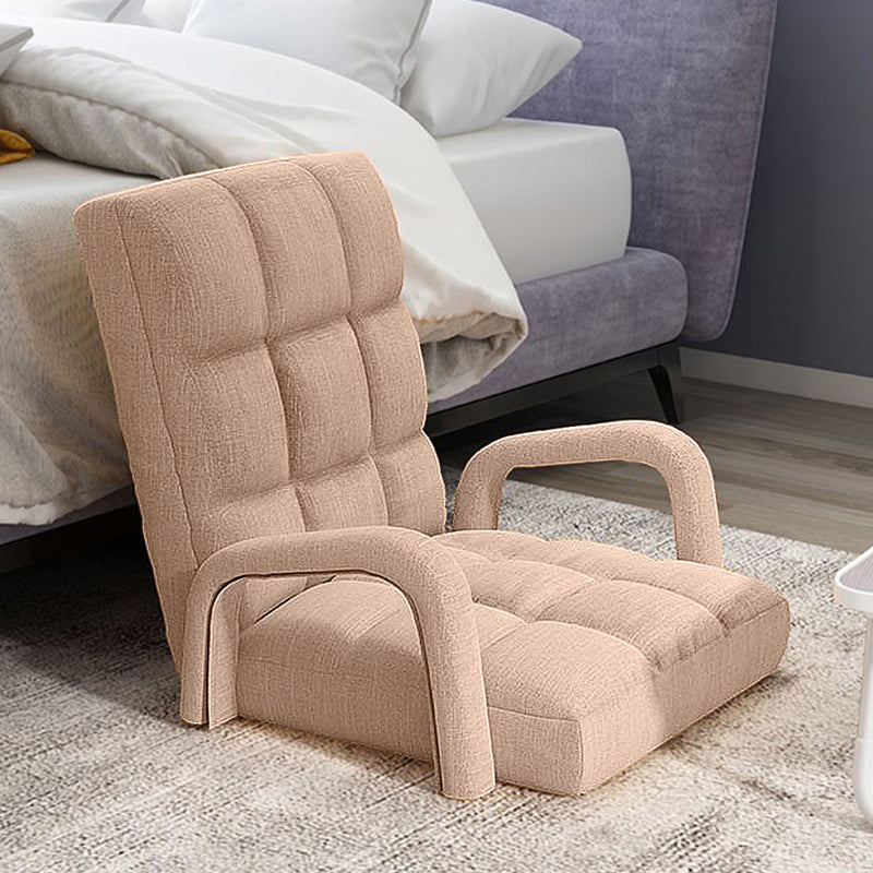 2X Foldable Floor Recliner Chair Adjustable Armrests 5 Angles Linen Khaki