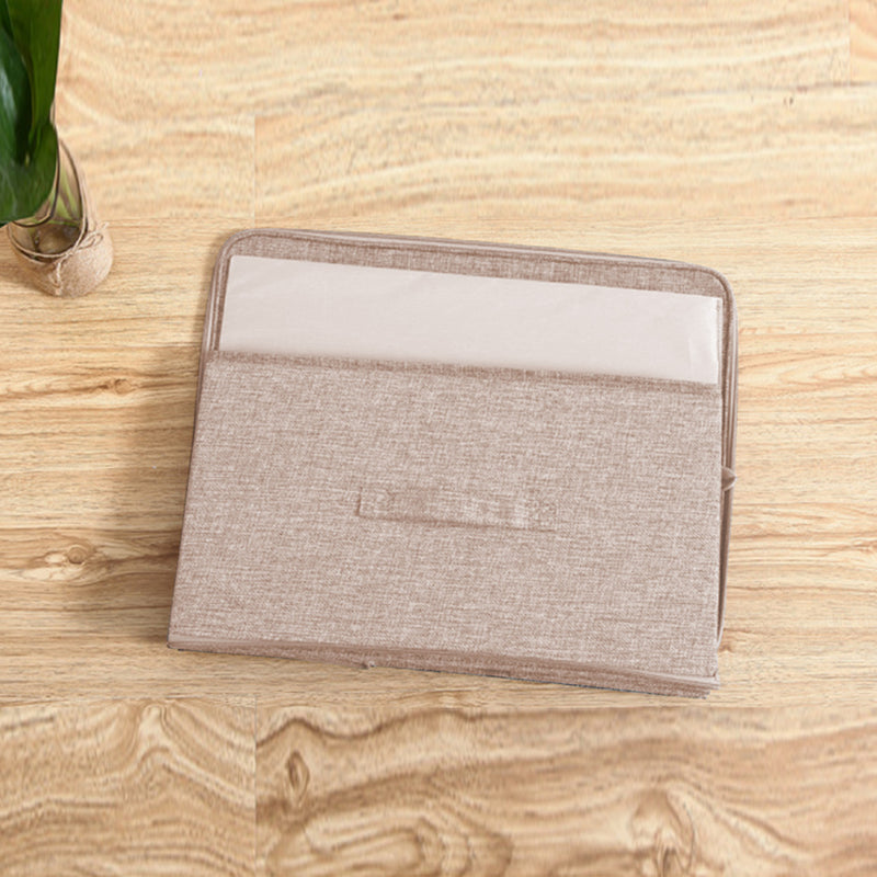 Small Beige Foldable Storage Box 38cmx26cmx15cm Polyester Cotton Double Zipper