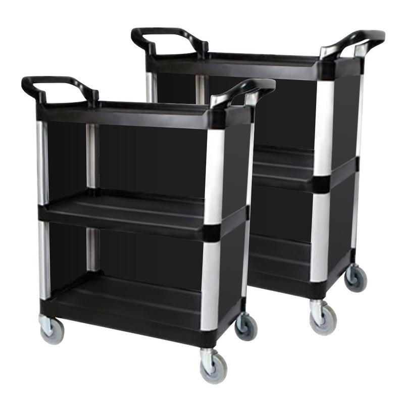 3 Tier Covered Food Waste Trolley Pvc 950 X 500 X 960 Mm 4 Inch Tpr Wheels Black