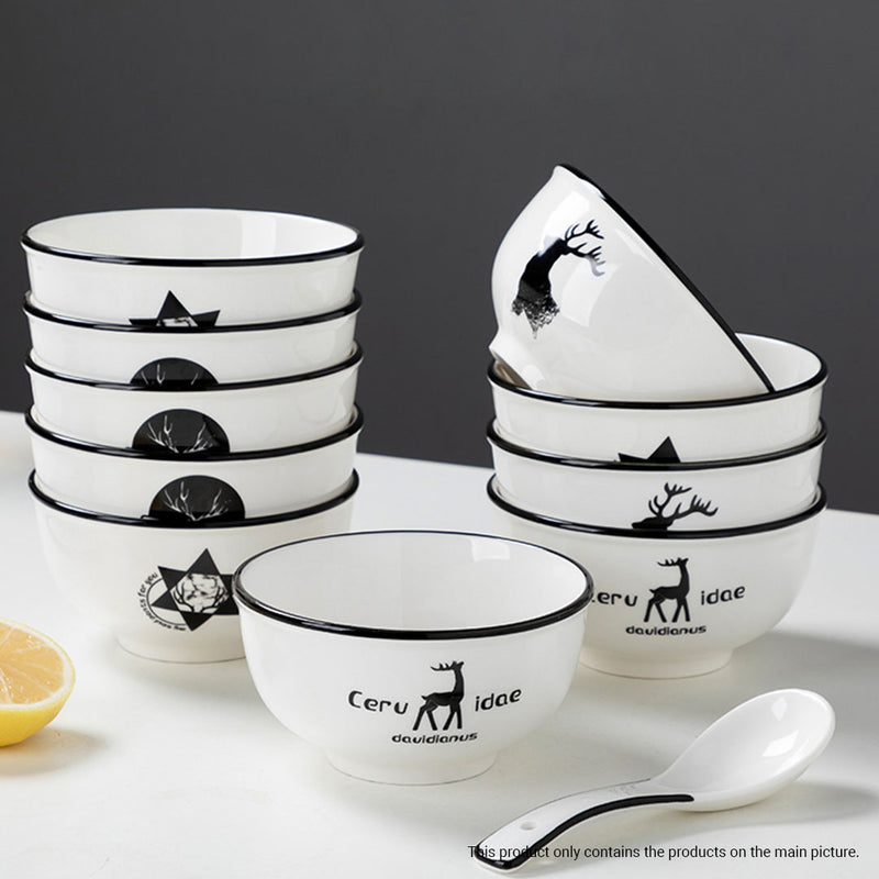 White Ceramic Dinnerware Set of 13 Square Bowls Plates Stackable Minimalist