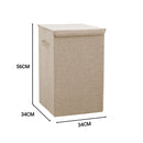 Beige Medium Collapsible Canvas Laundry Hamper Foldable Storage Box Organizer