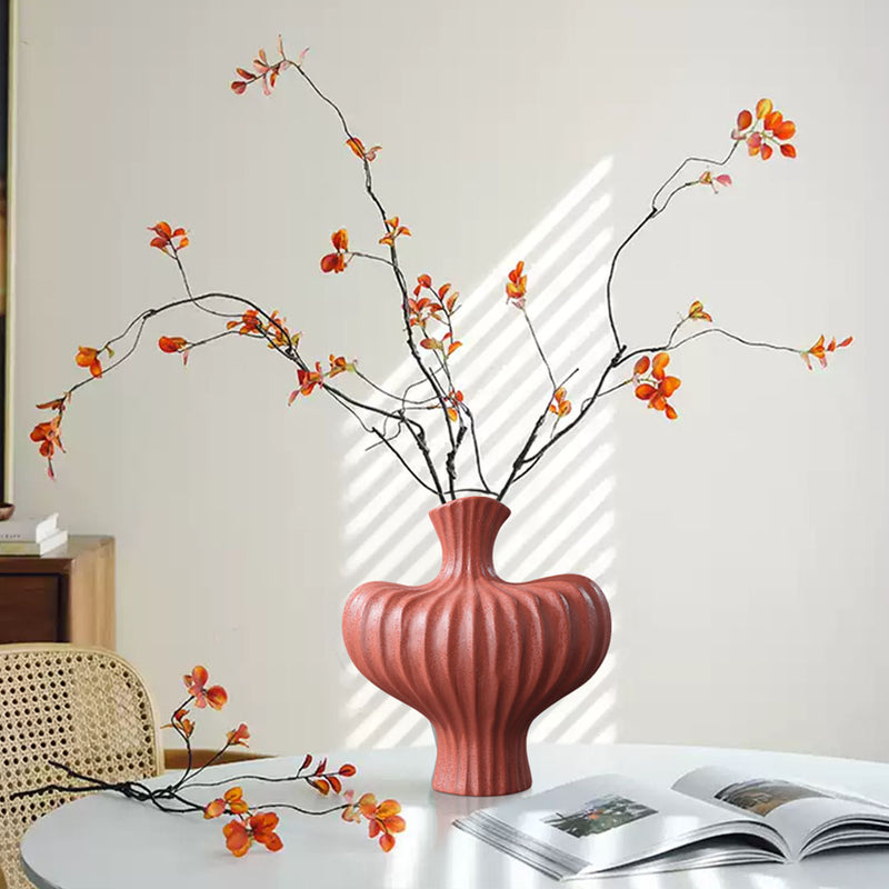 Handmade Ceramic Decorative Vase 28X30cm Matte Red Countertop Porch Decor