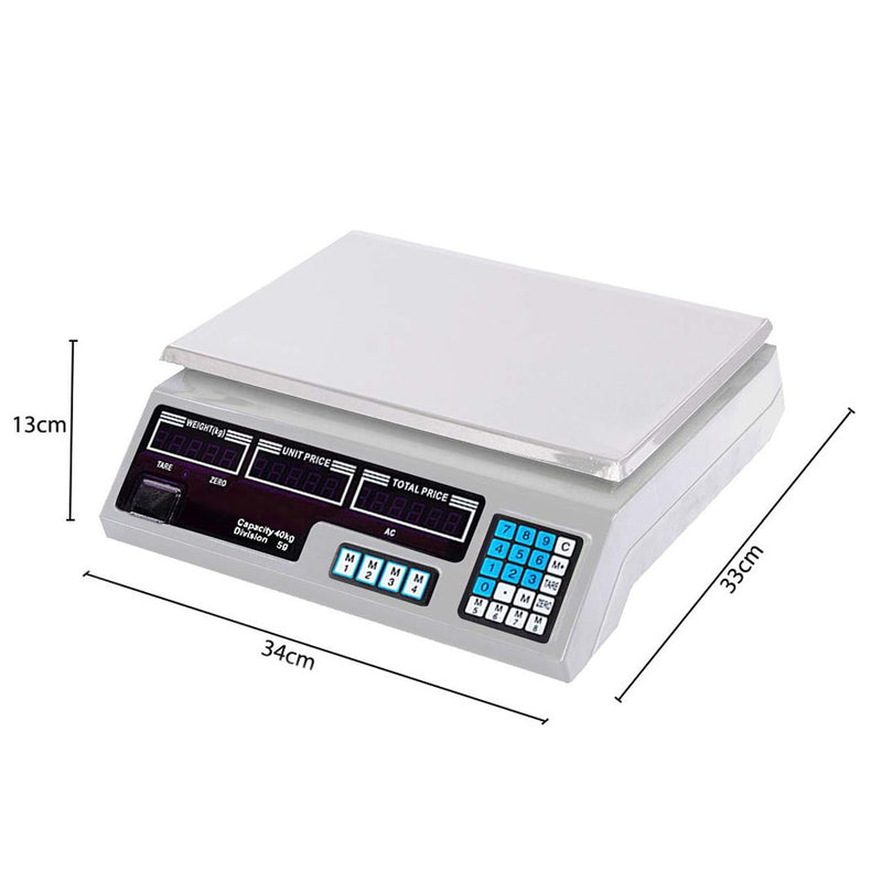 2X 40kg Commercial Digital Kitchen Scale Stainless Steel Double Display Black