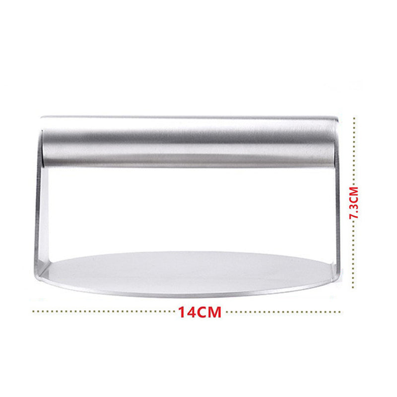 2X Stainless Steel Burger Press Non Stick Ergonomic Handle 14.5cm Silver