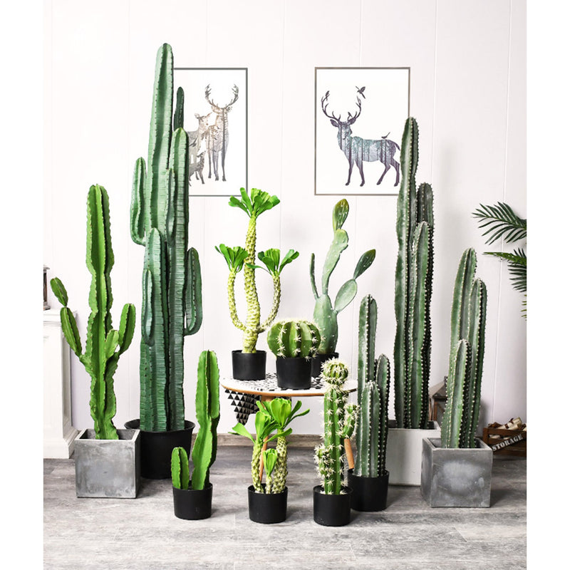 Artificial Indoor Potted Cactus Plant 120cm Polyurethane Green Realistic 6 Heads