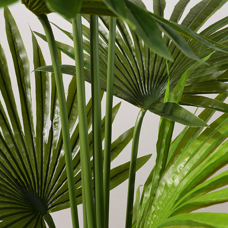2X 120cm Artificial Polyethylene Fan Palm Tree Green Indoor Cement Pot