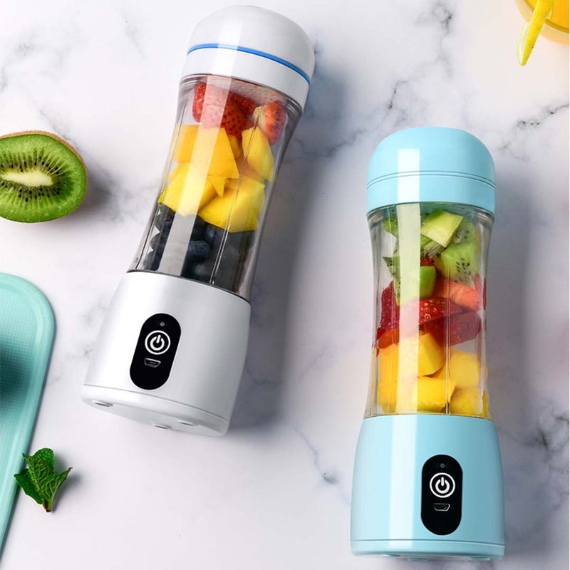 Portable USB Rechargeable Handheld 380ml Fruit Mixer Juicer Blue Eco-Friendly