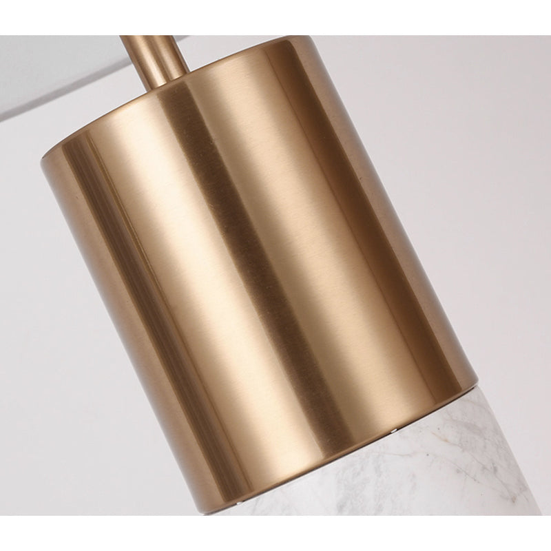 2X 60cm Marble Table Lamps Metal Fabric Drum Shade Cylinder Base White Gold